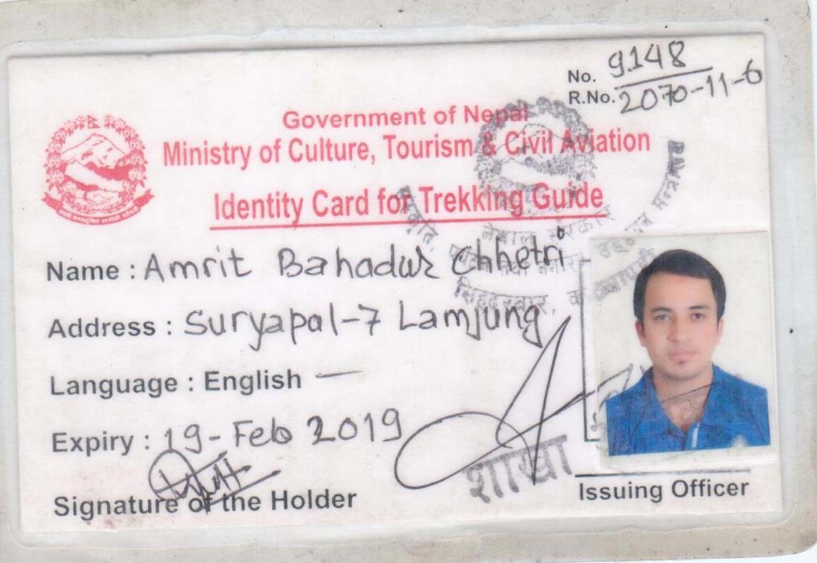 License Certificate Trekking Guide