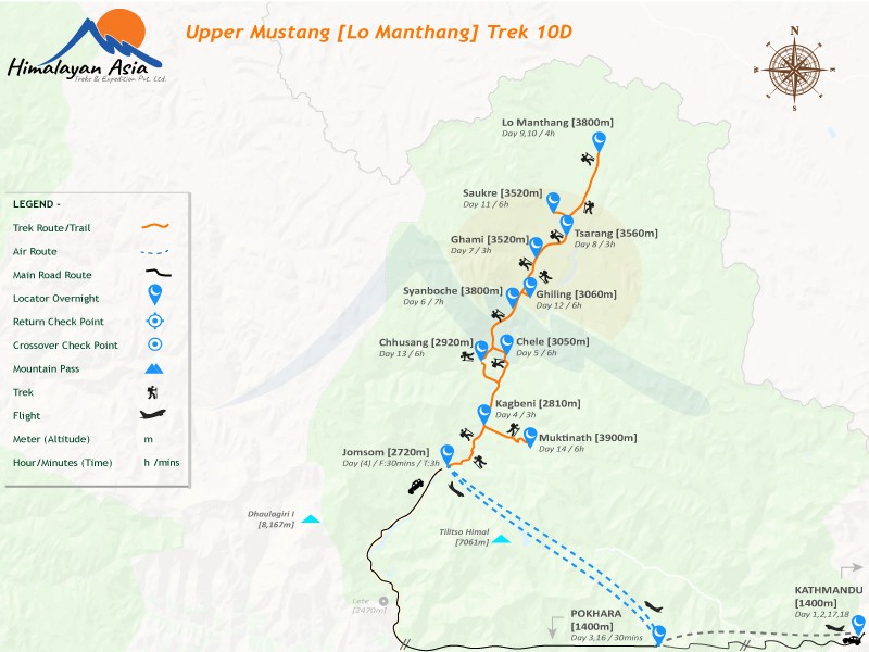 Upper Mustang Trek 2026 | Best Nepal Trekking Packages map